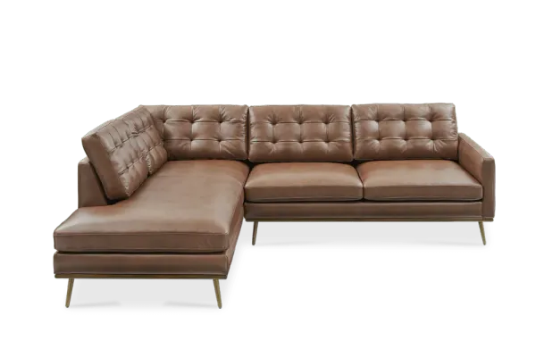 Isaac Leather Bumper Chaise Sectional Sofa