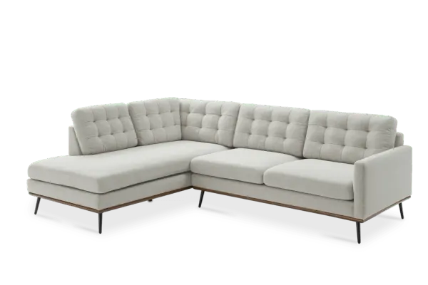 Isaac Terminal Chaise Sectional Sofa Left Facing, Ivory Beige