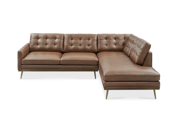 Isaac Leather Bumper Chaise Sectional Sofa