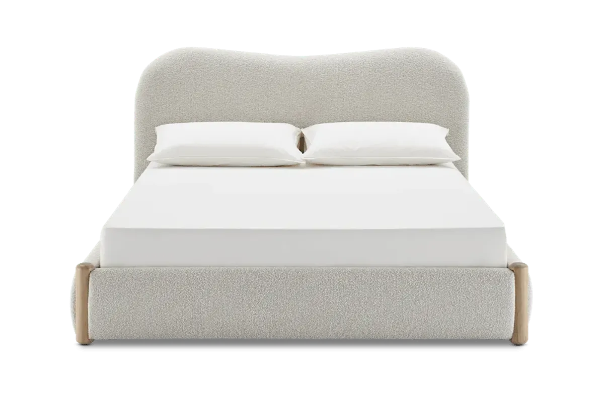 Rochelle Performance Bouclé King Size Bed, White Quartz Bouclé