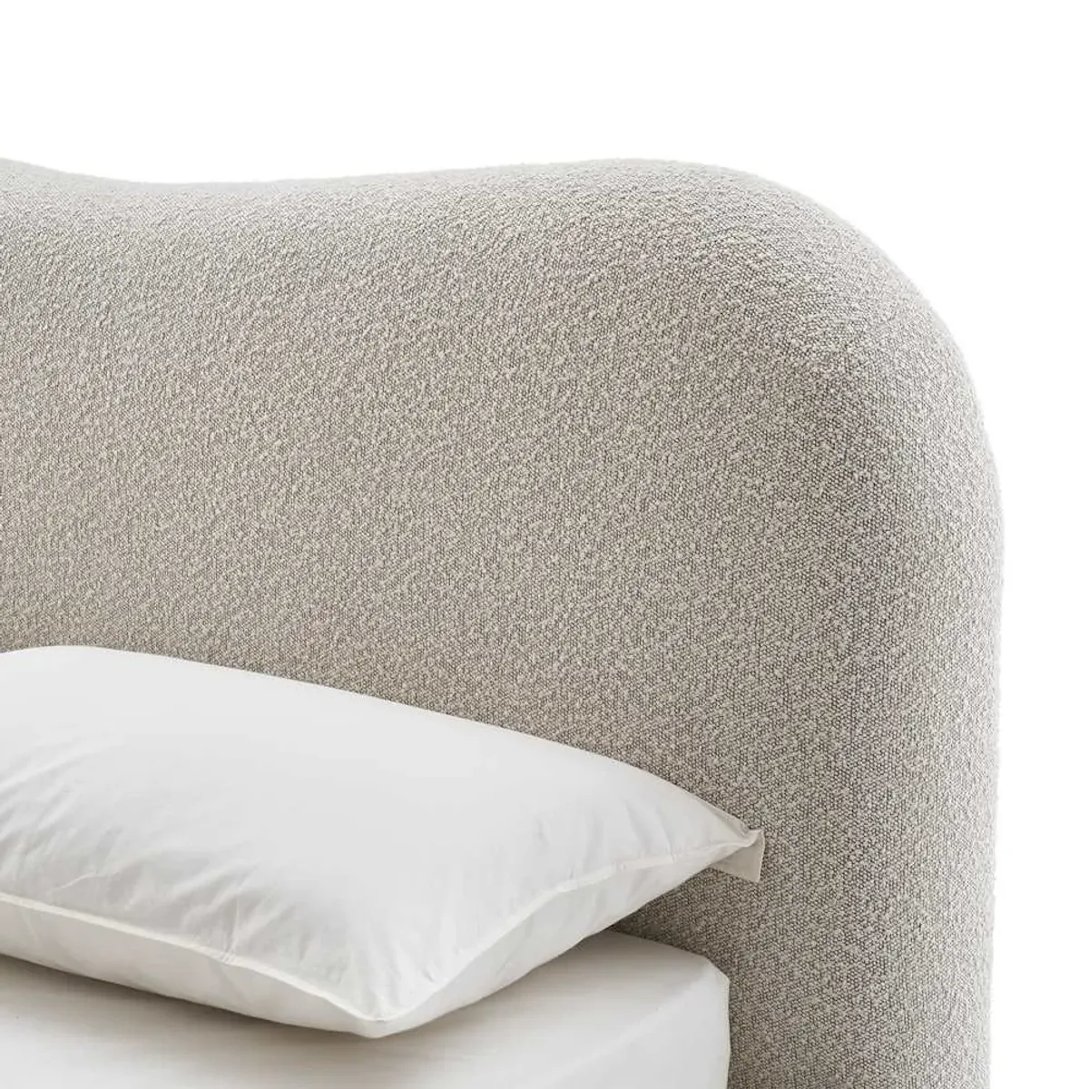 Rochelle Performance Bouclé King Size Bed, White Quartz Bouclé