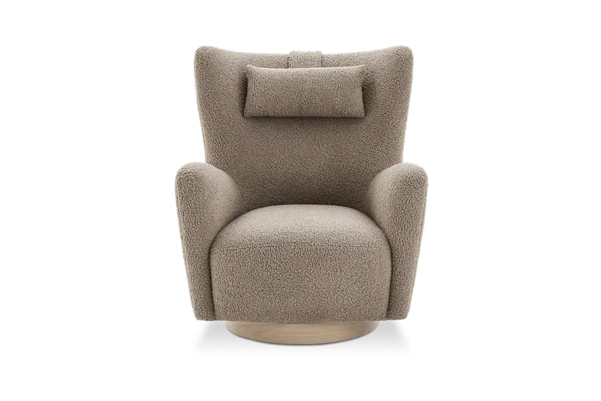 Colette Sherpa Swivel Armchair, Teddy Brown