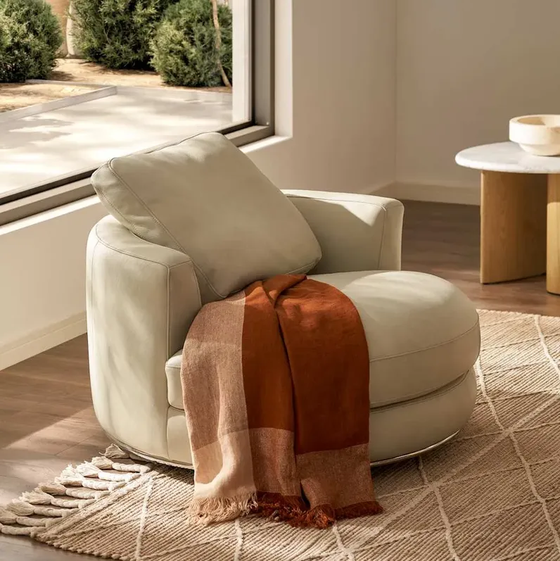 Hamilton Leather Round Swivel Armchair