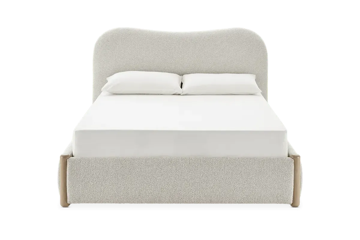 Rochelle Queen Storage Bed, (Performance Infinity) White Quartz Bouclé