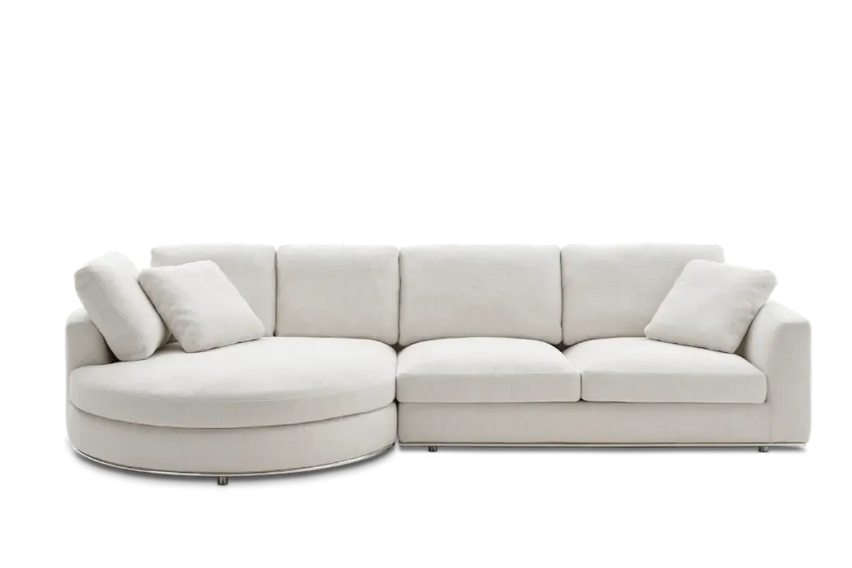 Hamilton Round Chaise Sectional Sofa Left Facing, (Performance Marcel) Brilliant White