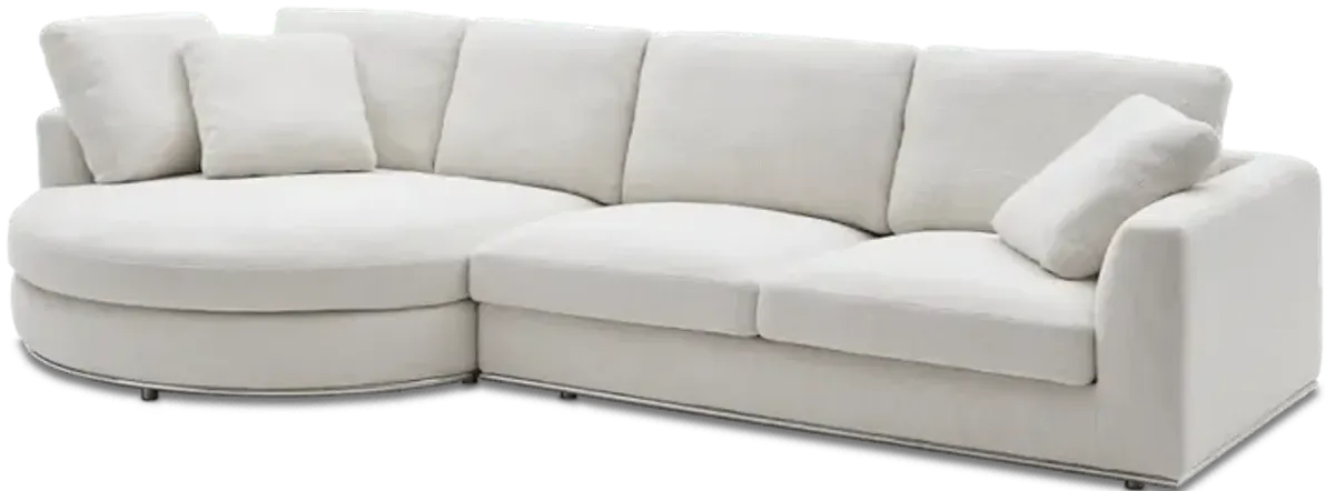 Hamilton Round Chaise Sectional Sofa Left Facing, (Performance Marcel) Brilliant White
