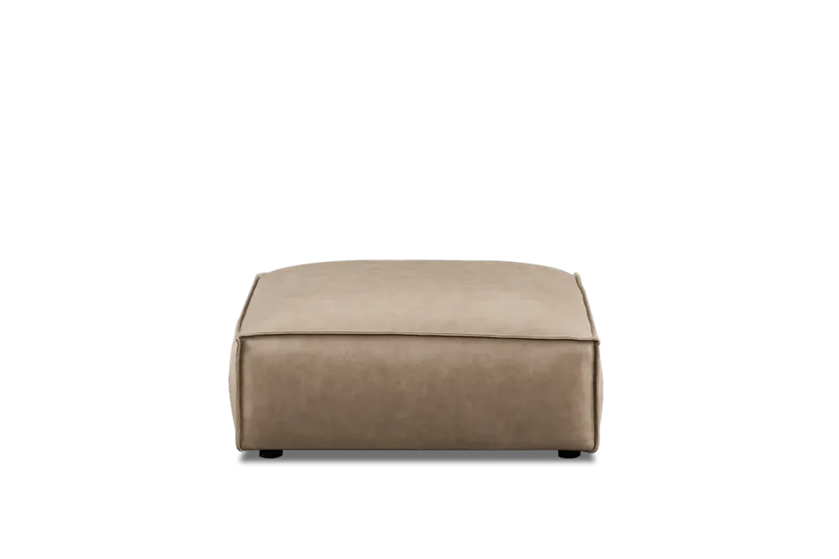 Jonathan Leather Ottoman, Warm Taupe