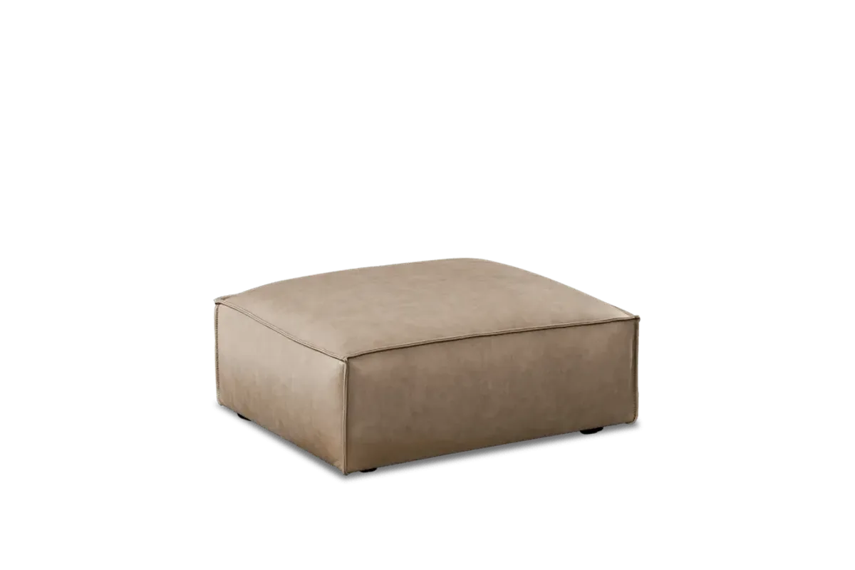 Jonathan Leather Ottoman, Warm Taupe