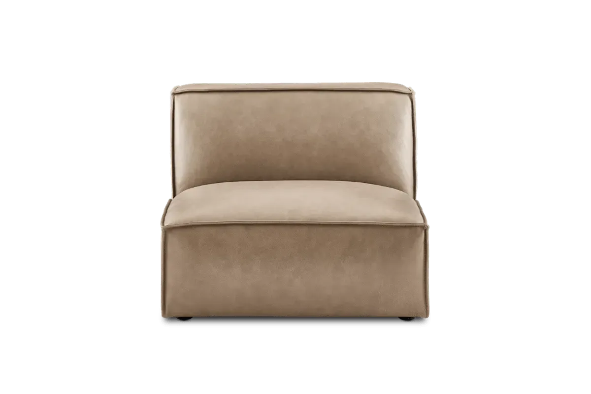 Jonathan Leather Armless Sofa, Warm Taupe