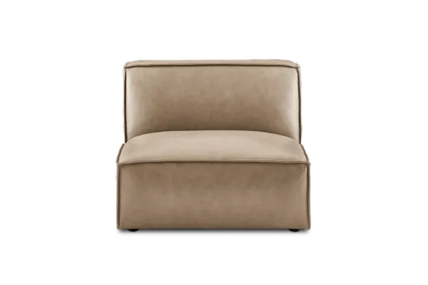 Jonathan Leather Armless Sofa, Warm Taupe