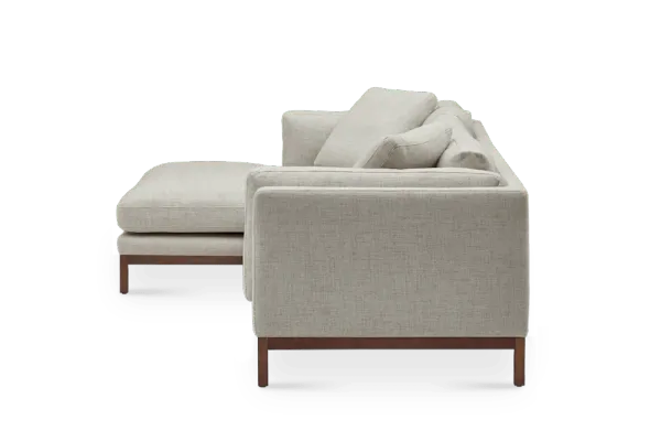 Owen Chaise Sectional Sofa Left Hand Facing, Opal Beige (Walnut Stain)