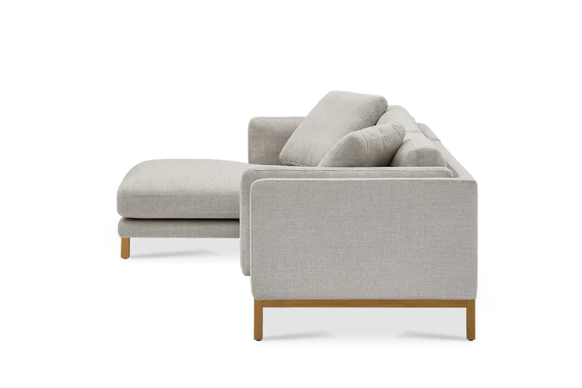 Owen Chaise Sectional Sofa Left Hand Facing, Pearl Beige (Natural Leg)