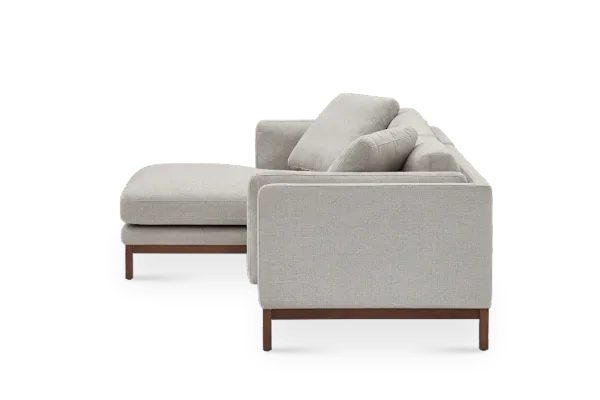 Owen Chaise Sectional Sofa Left Hand Facing, Pearl Beige (Walnut Stain)