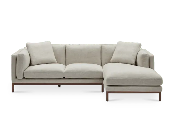 Owen Chaise Sectional Sofa Right Hand Facing, Opal Beige (Walnut Stain)