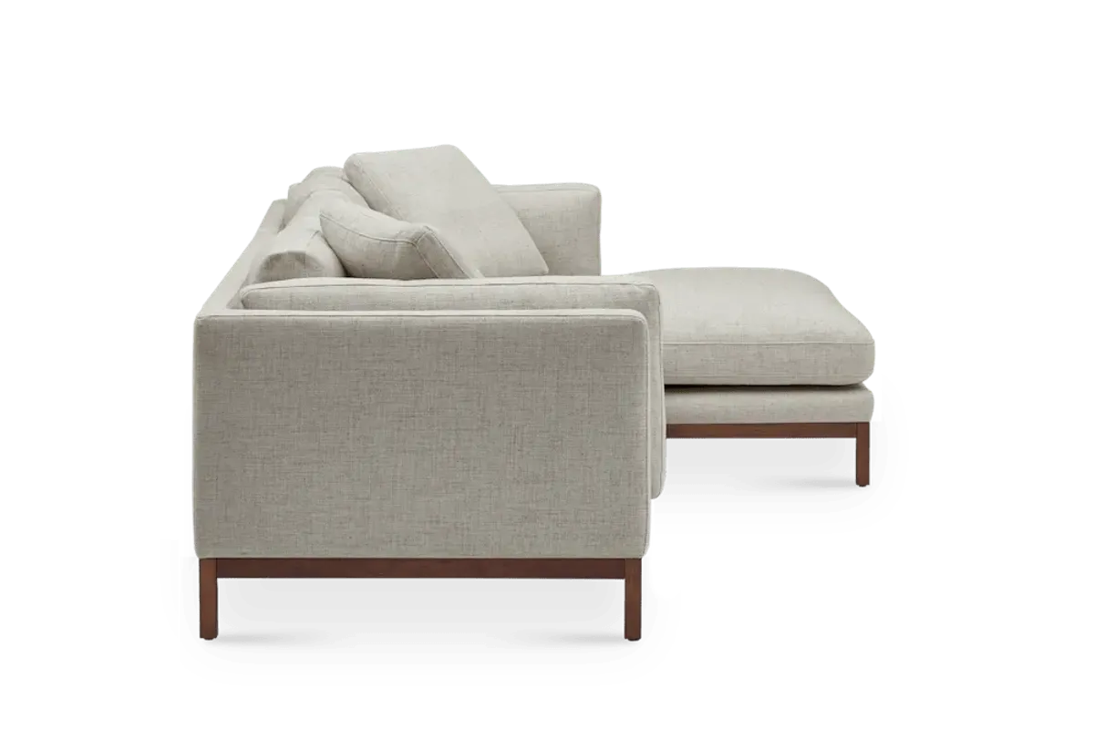 Owen Chaise Sectional Sofa Right Hand Facing, Opal Beige (Walnut Stain)