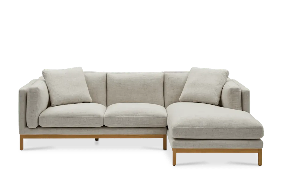 Owen Chaise Sectional Sofa Right Hand Facing, Opal Beige (Natural Leg)