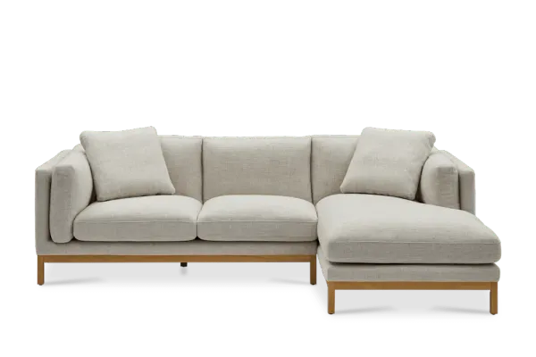 Owen Chaise Sectional Sofa Right Hand Facing, Opal Beige (Natural Leg)