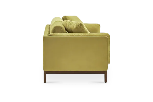 Owen Sofa, Olive Gold Velvet (Walnut Stain)