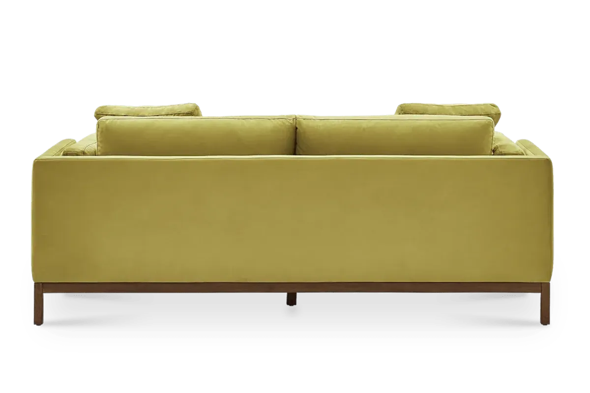 Owen Sofa, Olive Gold Velvet (Walnut Stain)