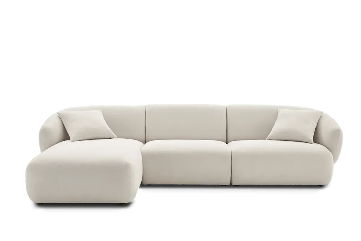 Auburn Left Facing Chaise Sectional Sofa, Performance Chalk Bouclé