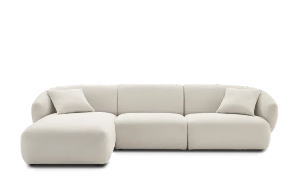 Auburn Left Facing Chaise Sectional Sofa, Performance Chalk Bouclé