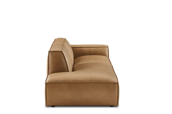 Jonathan Leather Side Chaise Sofa Left Facing, Caramel