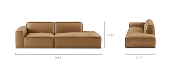 Jonathan Leather Side Chaise Sofa Right Facing, Caramel