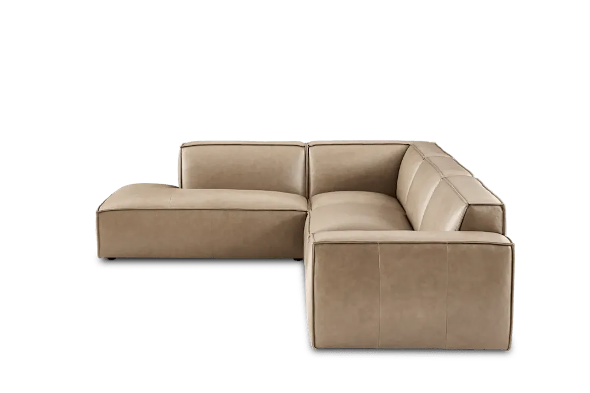 Jonathan Leather Extended Side Chaise Sectional Left Facing, Warm Taupe