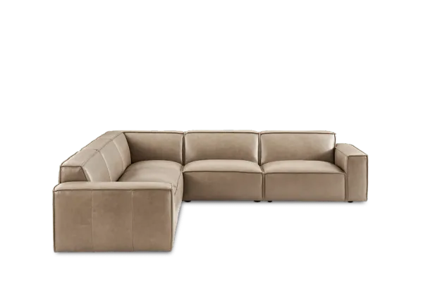 Jonathan Leather L-Shape Sectional Sofa, Warm Taupe
