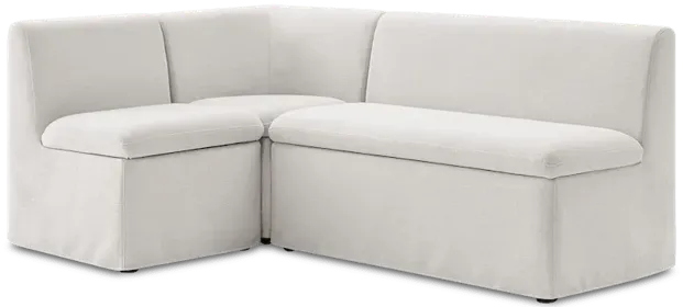 Callie Slipcover L-Shaped Storage Banquette, (Sadie) Ivory