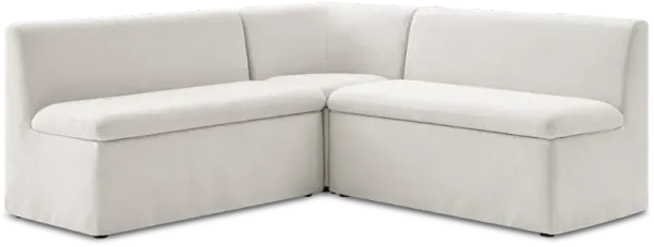 Callie Slipcover Extended L-Shaped Storage Banquette, (Sadie) Ivory