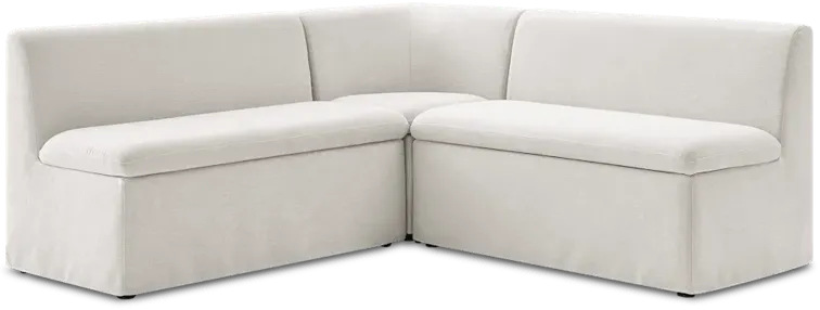 Callie Slipcover Extended L-Shaped Storage Banquette, (Sadie) Ivory