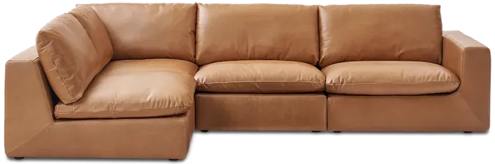 Dawson Leather Chaise Sectional Sofa Left Facing, Cocoa