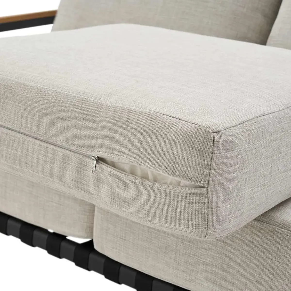 Sorrento Outdoor Right Facing Sectional Sofa with Ivory Cover, Natural Beige