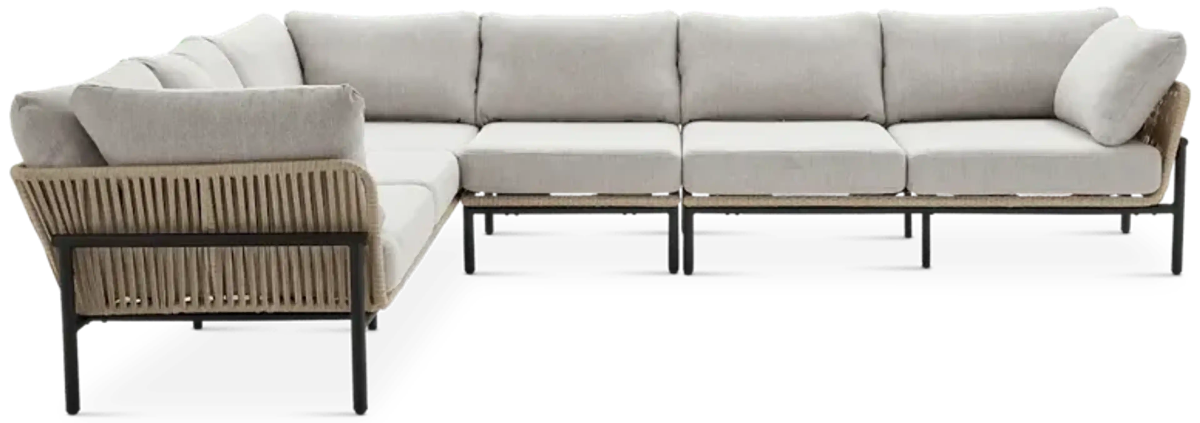Sierra Outdoor Extended L Shape Sectional Sofa Straw Castlery ...