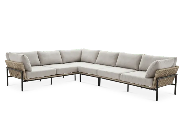 Sierra Outdoor Extended L-Shape Sectional Sofa, Straw