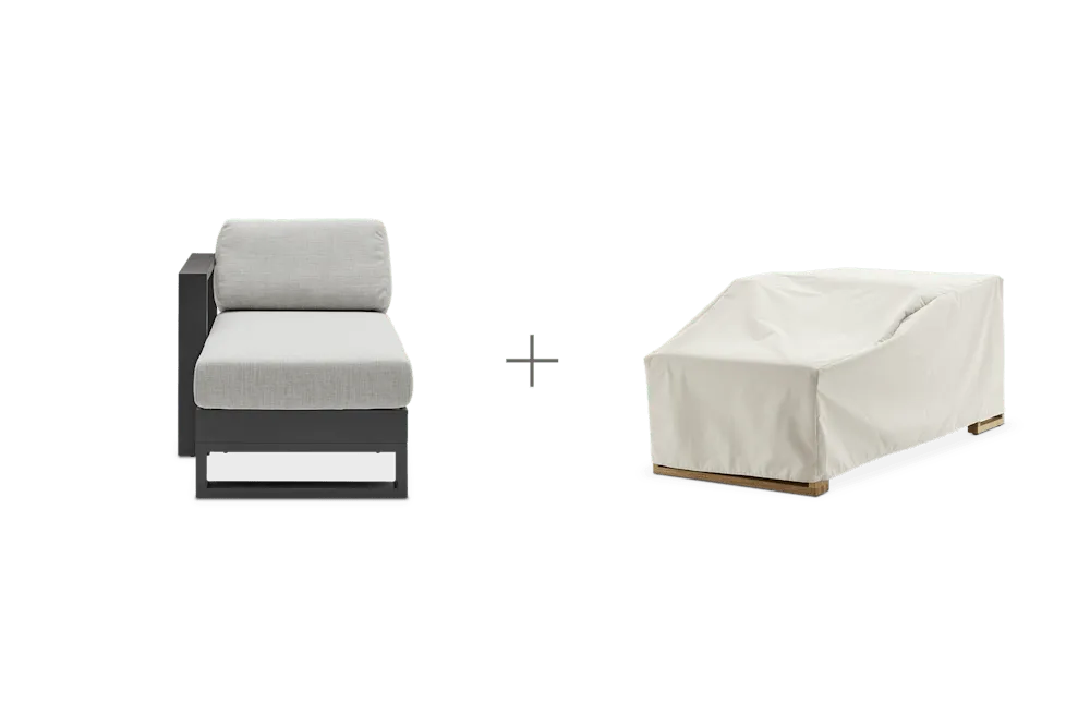 Rio Outdoor Aluminum Left Facing Chaise with Ivory Cover, Natural Beige