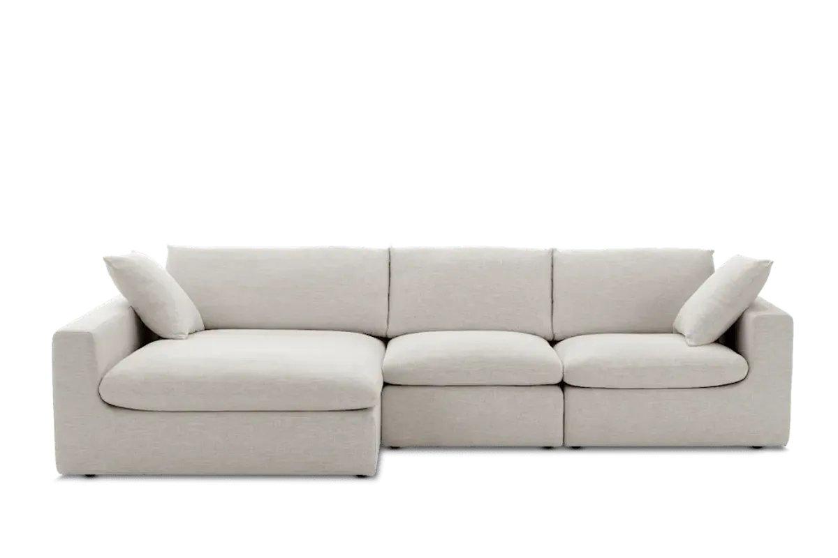 Dawson Wide Chaise Sectional Sofa Left Facing, (Navagio) Beach Linen