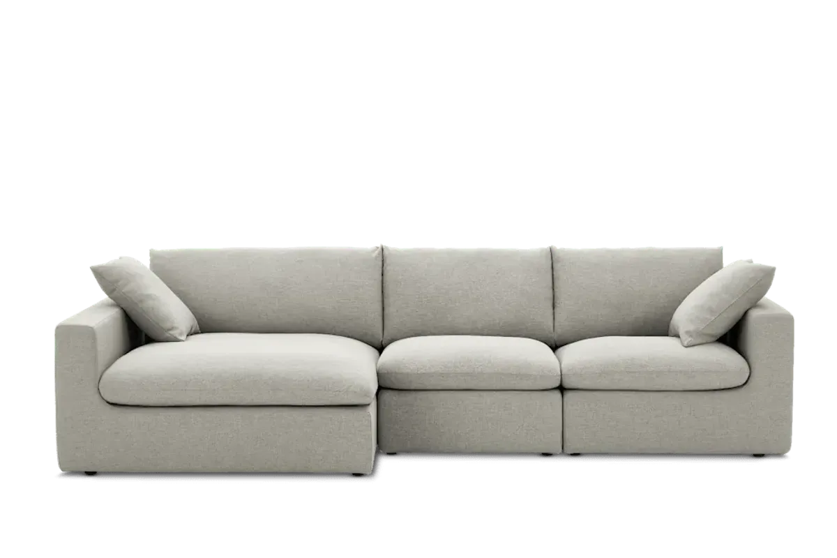 Dawson Wide Chaise Sectional Sofa Left Facing, (Navagio) Seagull