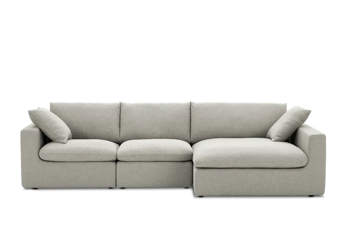 Dawson Wide Chaise Sectional Sofa Right Facing, (Navagio) Seagull