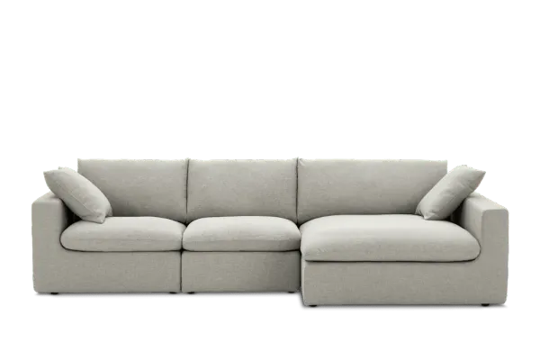 Dawson Wide Chaise Sectional Sofa Right Facing, (Navagio) Seagull