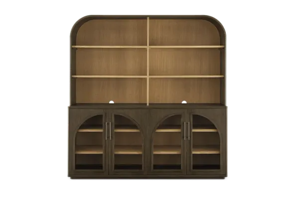 Arcadia Large Sideboard with Large Hutch, Caramel Oak