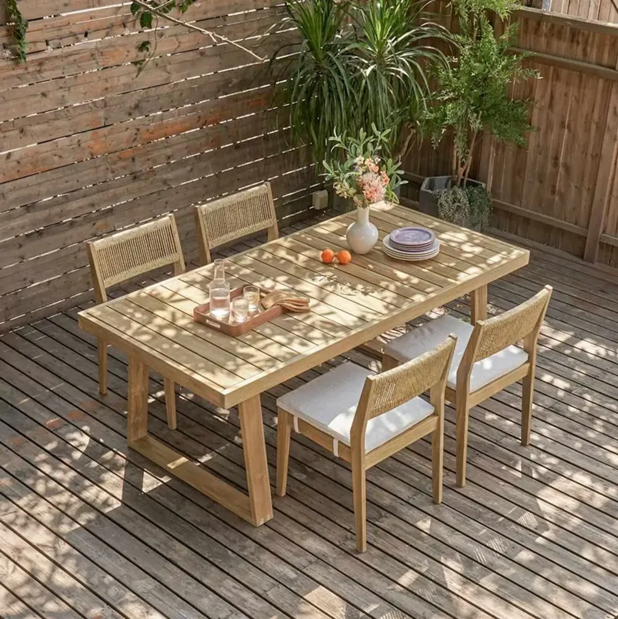Rio Outdoor Teak Dining Table 78 7 Treated Version With Ivory Cover ...