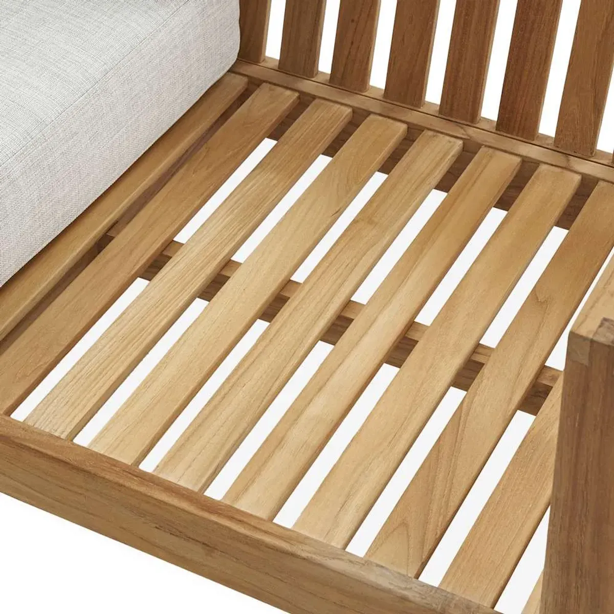 Rio Outdoor Teak Corner Sofa (Treated Version) with Ivory Cover, Natural Beige