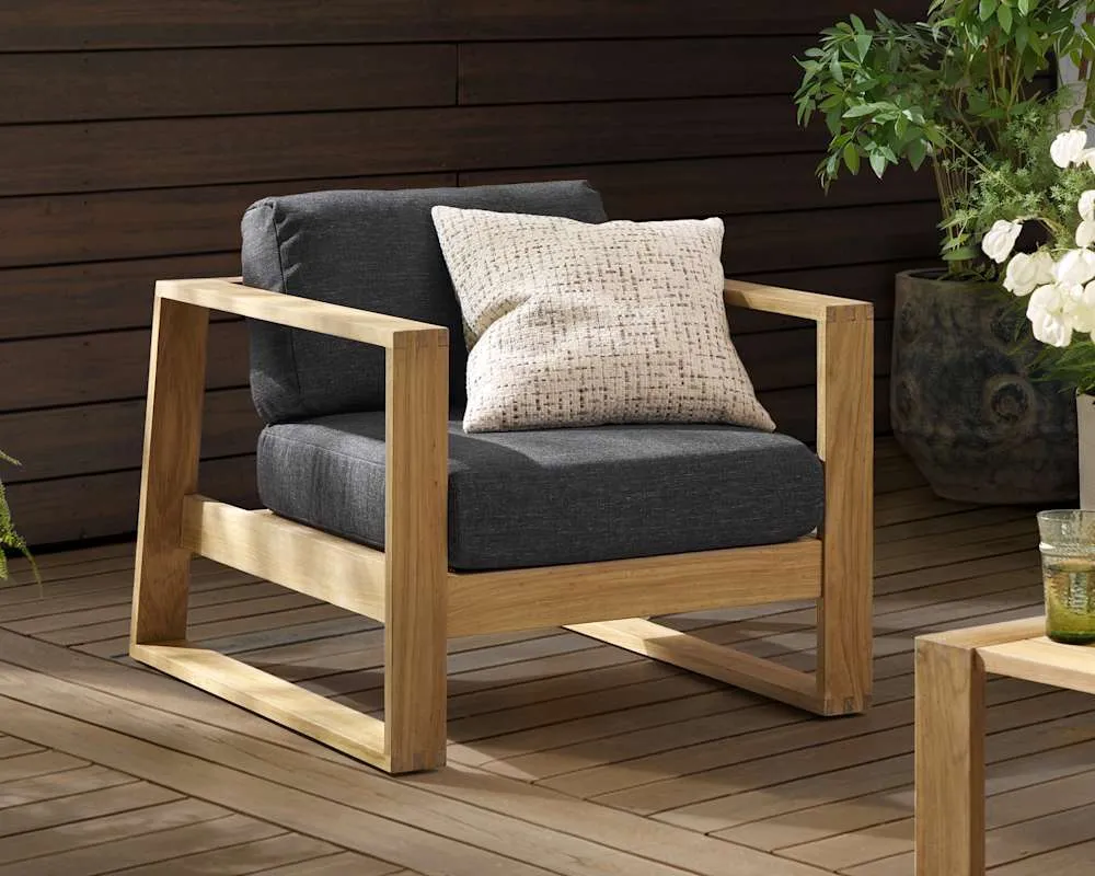 Rio Outdoor Teak Lounge Chair (Treated Version), Slate