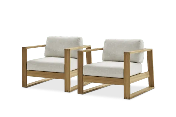 Rio Outdoor Teak Lounge Chair (Treated Version) Set of 2, Natural Beige