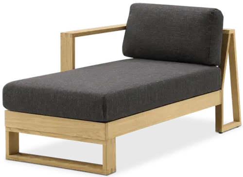 Rio Outdoor Teak Left Facing Chaise (Treated Version), Slate
