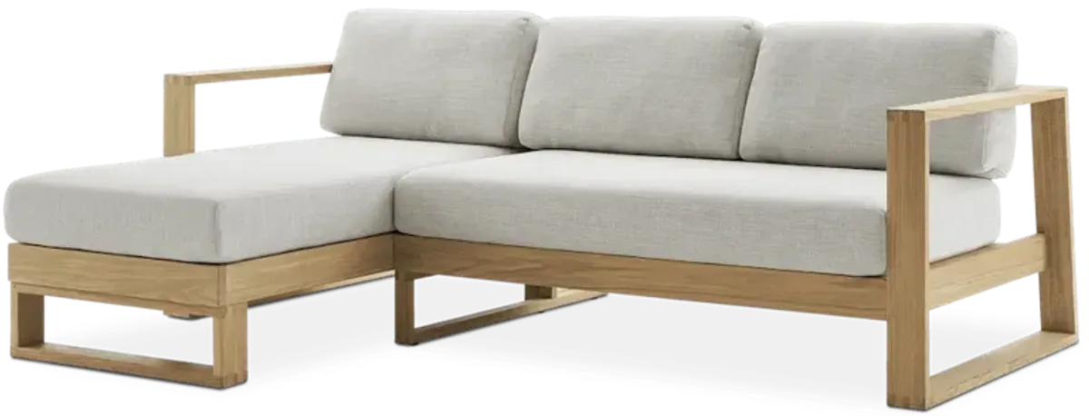 Rio Outdoor Teak Chaise Sectional Sofa (Treated Version) Left Facing, Natural Beige