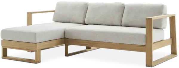 Rio Outdoor Teak Chaise Sectional Sofa (Treated Version) Left Facing, Natural Beige