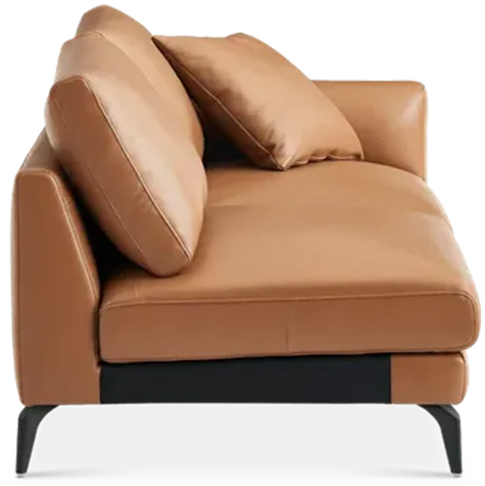 Lena Leather Right Arm 2 Seater Sofa Marche Cocoa Matte Black Leg ...